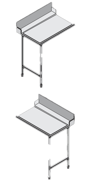 Europrofil-Tisch rechts 700 x 742 x 900mm, ohne Becken, mit Spritzblech (360 mm) 