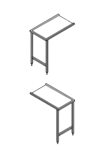 Standard-Tische 1200 x 635 x 900 mm, ohne Becken, ohne Spritzblech, offener Unterbau 