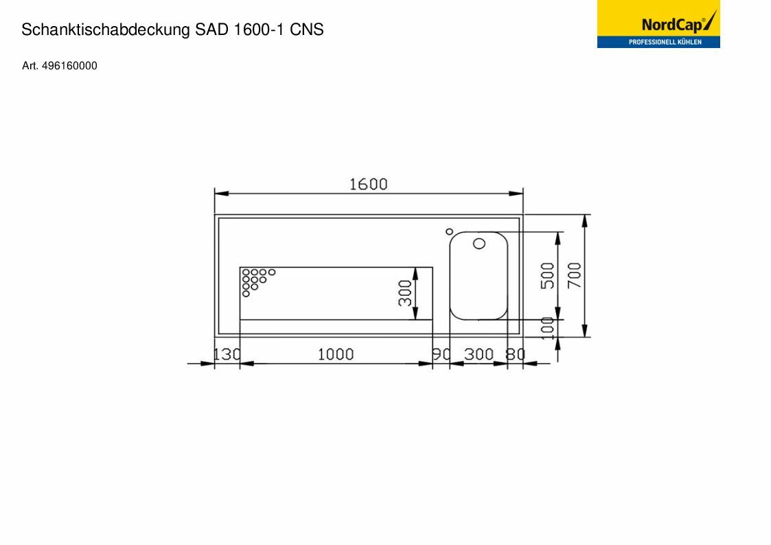 NordCap Schanktischabdeckung SAD 1600-1 CNS