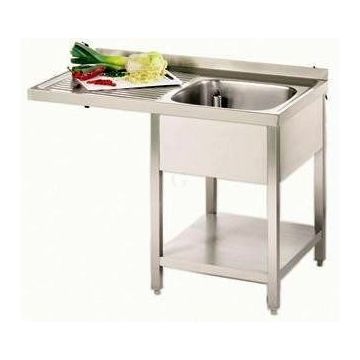 Gastro-Steel Edelstahl Spülcenter mit 1 Becken links, Abtropffläche hinten aufgekantet 1200 x 700 mm