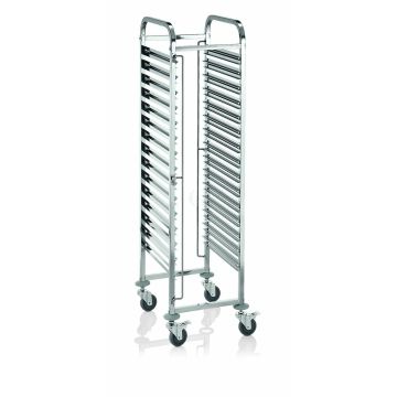 WAS EN Regalwagen für 15 bis 30 Euronorm Tabletts 55 x 42,5 x 174 cm Chromnickelstahl