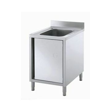 Gastro-Steel Edelstahl Spülschrank mit 1 Becken 600 x 600 mm