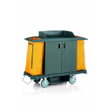 WAS Zimmerservicewagen 2 Türen und 2 Wäschesäcke gelb 154 x 54 x 130 cm Kunststoff