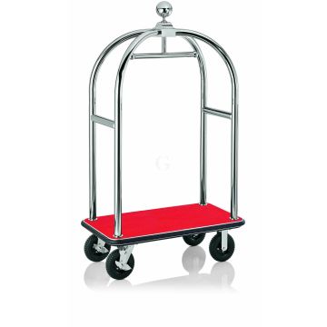 WAS Gepäckwagen 113 x 62 x 191 cm silberfarben roter Teppich Edelstahl