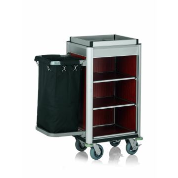 WAS Zimmerservicewagen Isabella 1 Wäschesack 95 x 54x 116 cm helle Kantenprofile dunkle Holzoptik