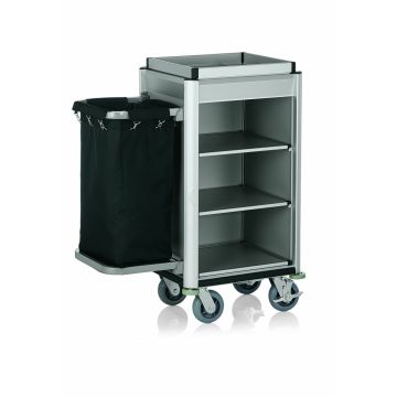 WAS Zimmerservicewagen Isabella 1 Wäschesack 95 x 54x 116 cm helle Kantenprofile Aluoptik