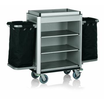 WAS Zimmerservicewagen Isabella 2 Wäschesäcke 155 x54 x 116 cm helle Kantenprofile Aluoptik
