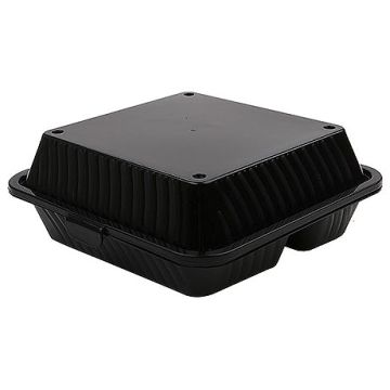 Contacto Eco-Takeouts Behälter, dreigeteilt schwarz