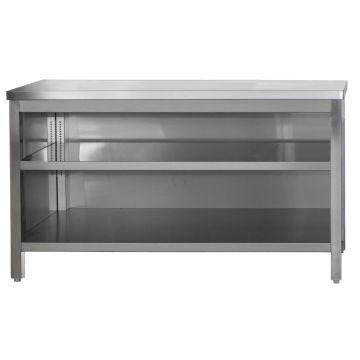 Edelstahl Arbeitsschrank offen mit höhenverstellbarem Zwischenboden, Bautiefe 800 mm, AISI 304, 700 x 800 x 850