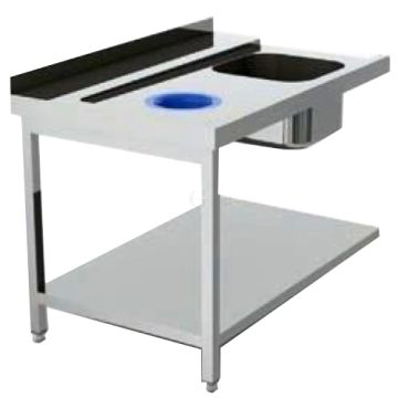 EKU Spülmaschinen Anbautisch rechts mit 2 Becken 1600 mm