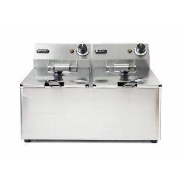 Hendi Fritteuse Kitchen Line - 2x8L, Kitchen Line, 16 L, 50 / 190˚C, 230 V / 7,0 kW, 550 x 430 x (H) 345 mm