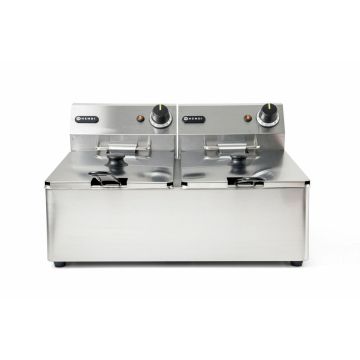 Hendi Friteuse Kitchen Line - 2x6L, Kitchen Line, 12L, 50/190˚C, 230V/6600W, 550x430x(H)290mm