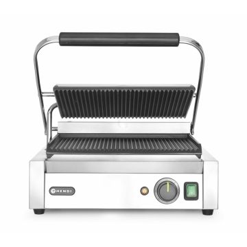 Hendi Kontaktgrill - Panini, oben und unten gerillt, 50 / 300˚C, 230V / 2,2 kW, 430 x 370 x (H) 210 mm