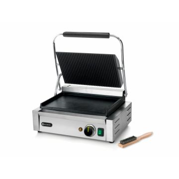 Hendi Kontaktgrill - Panini, oben gerillt, unten glatt, 230 V / 2,2 kW, 430 x 370 x (H) 210 mm