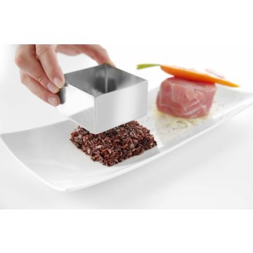 Hendi Speiseringe und Stampfer, quadratisch, Speisering, 80 x 80 x (H) 45 mm