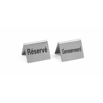 Hendi Tischschild Reserviert - 4 Stk, Gereserveerd / Reservé, 50 x 35 x (H) 40 mm