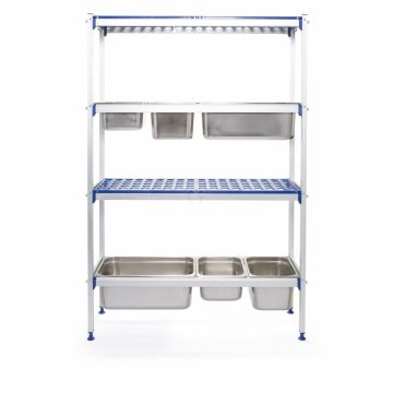 Hendi Regalsystem aus Aluminium für GN Behälter, 1120 x 355 x (H) 1685 mm