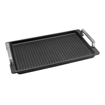 SARO Eurolux Premium Grillplatte mit Edelstahlgriffen 41 x 24 cm