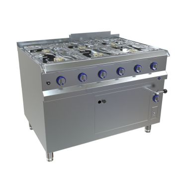 MKN Optima 850 Gas Herd 6-flammig mit Gas-Backofen 2/1 GN