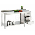 Edelstahl Arbeitstisch mit Schubladenblock und Bodenablage Serie Variabel-00