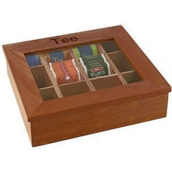 APS Teebox mit 12 Kammern 31x28x9 cm Holz rotbraun