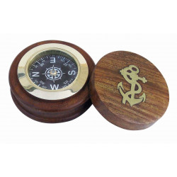 SeaClub Kompass mit Deckel Holz/Messing