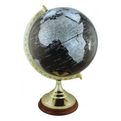 SeaClub Globus schwarz Messingfuß auf Holzsockel 47 cm