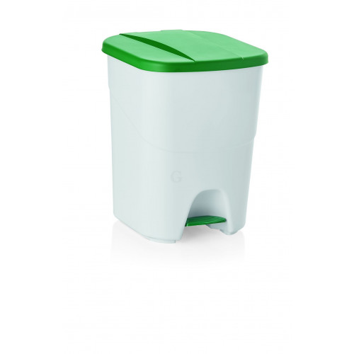 WAS Treteimer mit grünem Deckel 25 Liter 25 x 40 x 41,5 cm Polypropylen