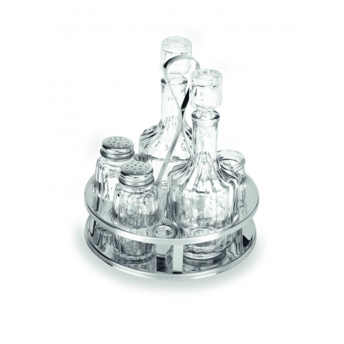 WAS Menage 1480 5-teilig Essig & Öl Salz & Pfeffer Zahnstocher Glas