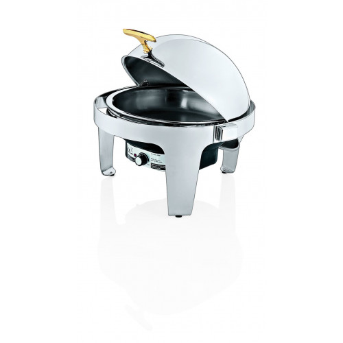 WAS Elektro Chafing Dish mit Roll Top Deckel 6,8 Liter Ø 39,5 cm Chromnickelstahl