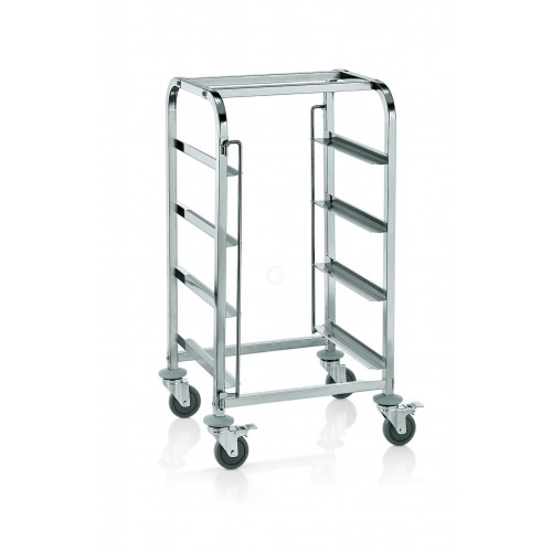 WAS Transportwagen mit 4 Schienen 56 x 56 x 106 cm Chromnickelstahl