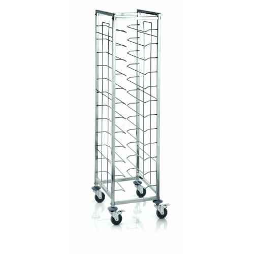 WAS Tablettwagen für 12 Tabletts 45,5 x 35,5 cm 53 x 42 x 181 cm Chromnickelstahl
