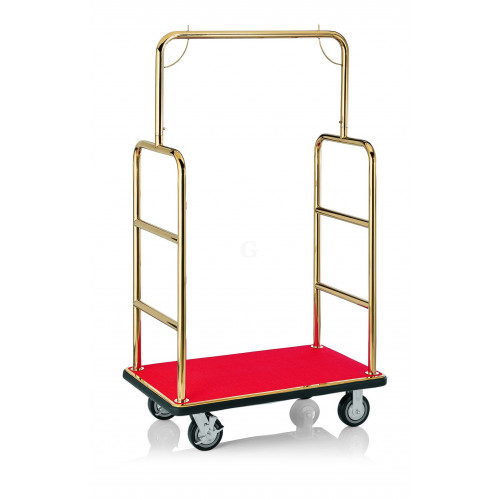 WAS Gepäckwagen 105,5 x 62,5 x 183 cm goldfarben roter Teppich Edelstahl