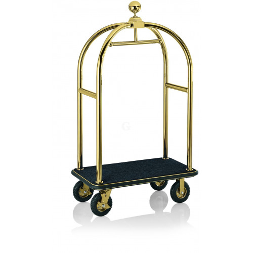 WAS Gepäckwagen 113 x 62 x 191 cm goldfarben schwarzer Teppich Edelstahl