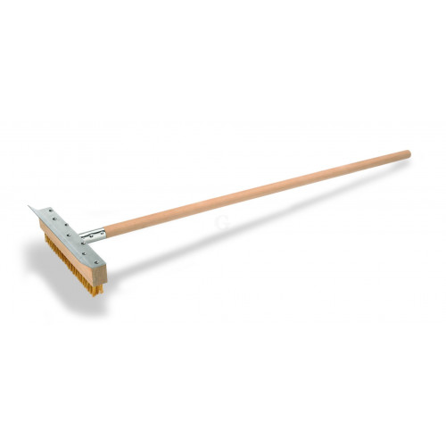 WAS Reinigungsbürste mit Schaber 105 cm mit Messingborsten 3 cm Holz