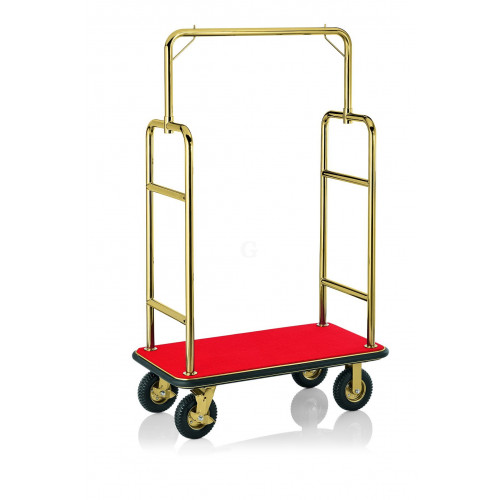 WAS Gepäckwagen 113 x 62 x 183 cm goldfarben roter Teppich Edelstahl