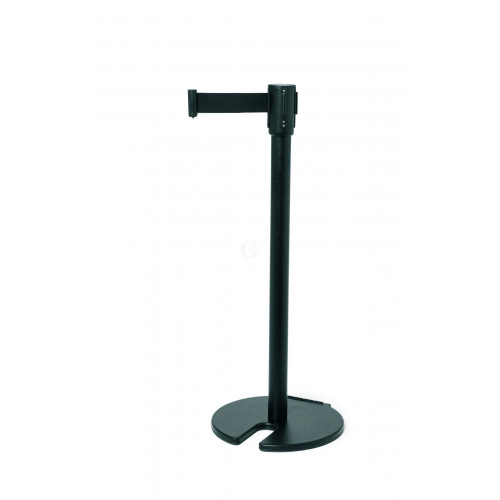 WAS Abgrenzungspfosten mit Gurtband schwarz 2 m schwarz pulverbeschichtet Edelstahl Polyester