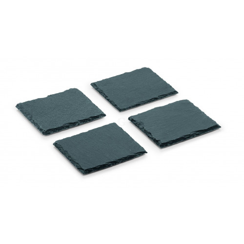 WAS Naturschieferplatten Set Natural Slate  4-teilig 10 x 10 cm