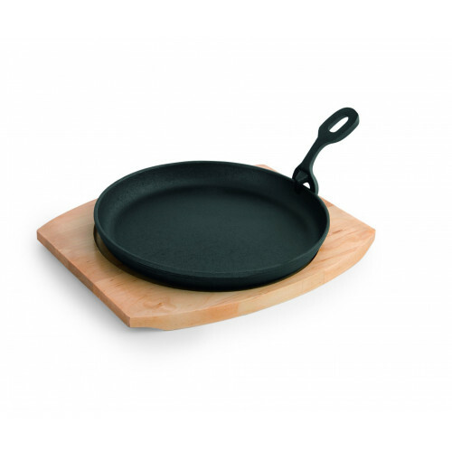 WAS Servierpfanne Cast Iron 35 mit Holzuntersetzer Ø 22 cm Gusseisen/Holz