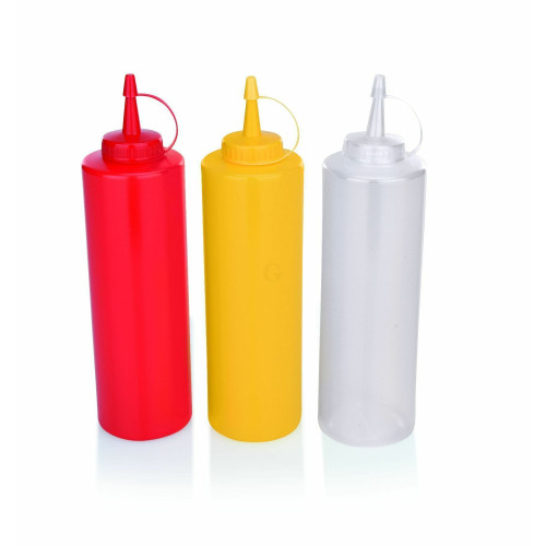 WAS 6 x Quetschflasche Ø 7 cm 0,7 Liter transparent Polyethylen