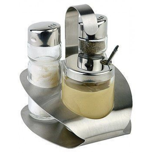 APS Menage PRO 3-tlg. Senf-Töpchen Edelstahl matt