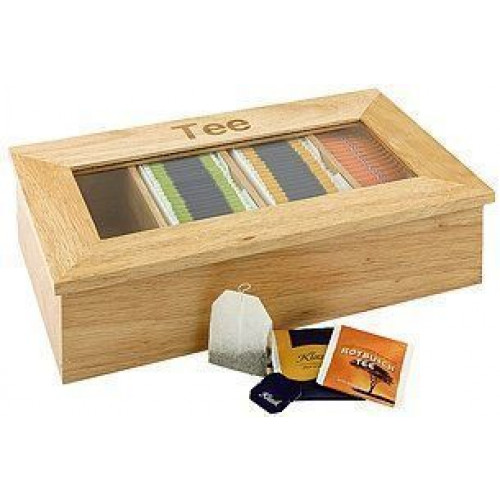 APS Teebox mit 4 Kammern 33,5x20x9 cm Holz hell