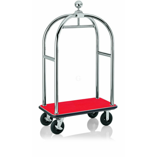 WAS Gepäckwagen 113 x 62 x 191 cm silberfarben roter Teppich Edelstahl