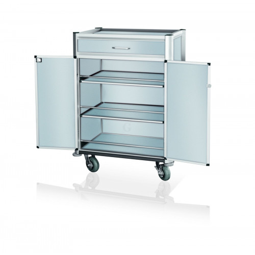 WAS Minibarversorgungswagen 84 x 60 x 135 cm helle Kantenprofile Aluoptik