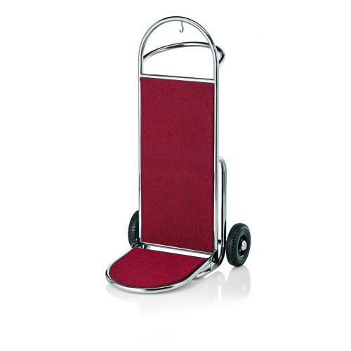 WAS Gepäckkarre 61 x 70,5 x 121 cm silberfarben roter Teppich Edelstahl