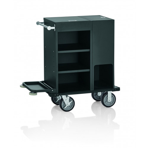 WAS Zimmerservicewagen 93 x 50,5 x 117 cm pulverbeschichtet schwarz Aluminium