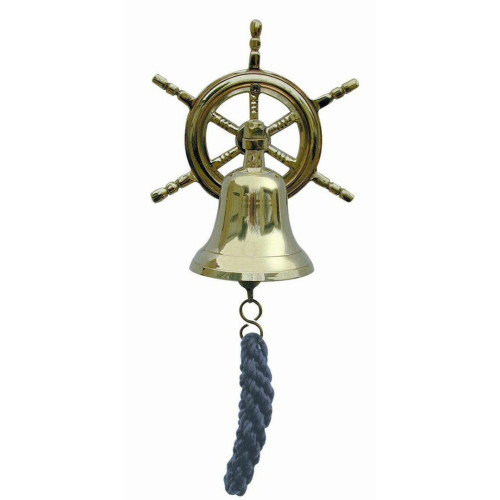 SeaClub Glocke mit Steuerrad-Wandhalterung blauen Bändsel