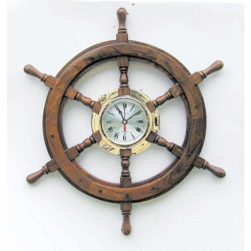 Sea Club Bullaugenuhr im Steuerrad 60 cm