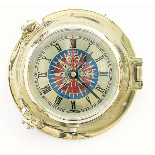 Sea Club Bullaugen-Uhr mit Windrosenzifferblatt