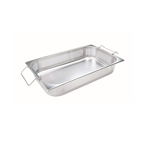 B.PRO Gastronorm-Kocheinsatz 12,5 Liter Edelstahl Gelocht mit Klappgriffen GN 1/1-95 mm
